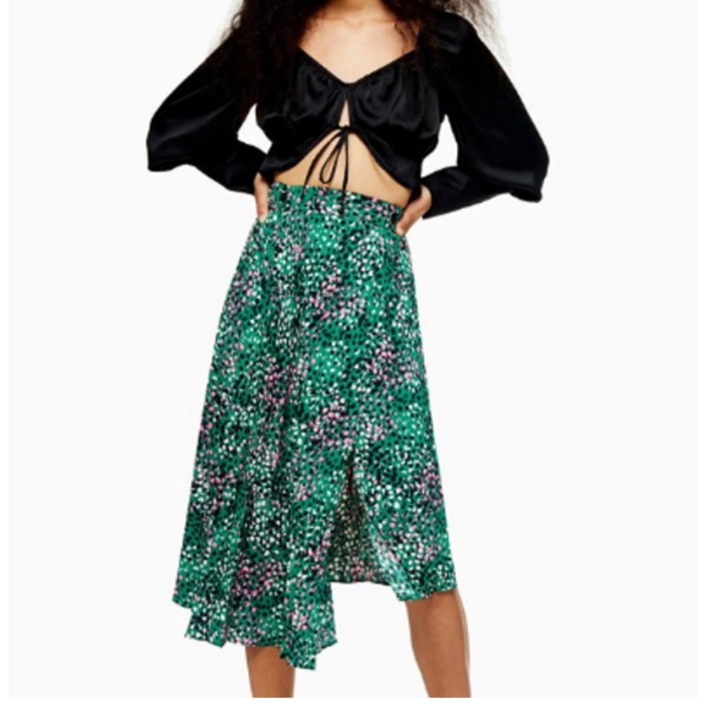 Topshop  Green assymetrical skirt size small